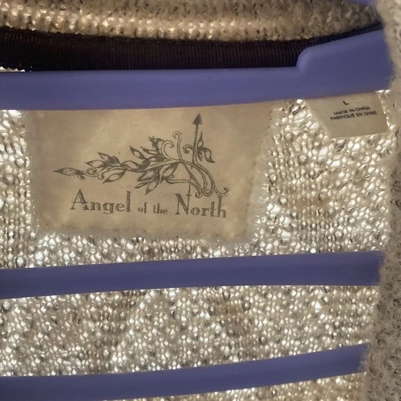 Anthropologie Angel Of The North Wool Blend Drape Tan/Cream Boho Cardigan Large - Picture 6 of 12